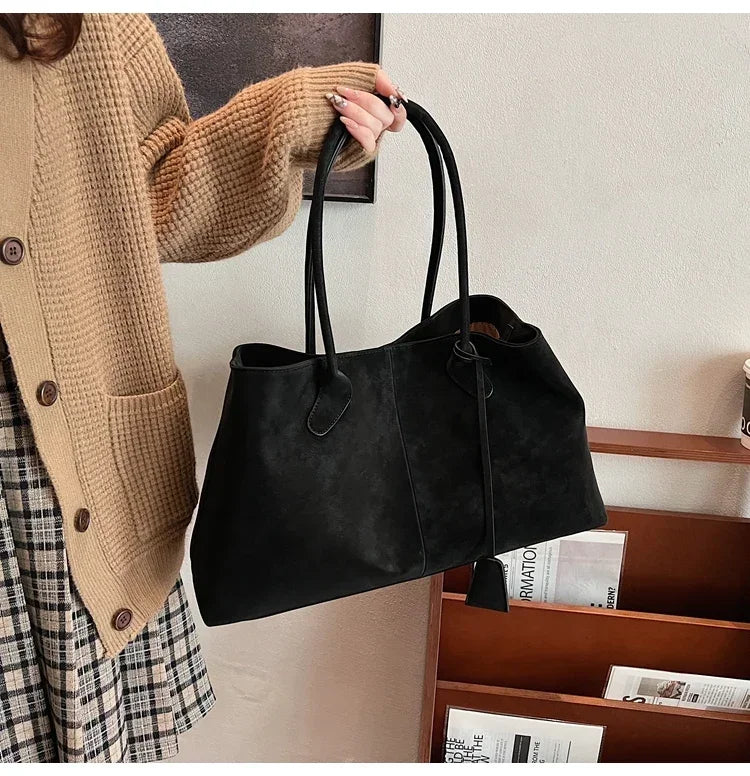 Faux Suede Solid Color High Quality Fashionable Versatile Handbag 2025 Women's Product Hot Selling  Large Capacity Shoulder Bag
