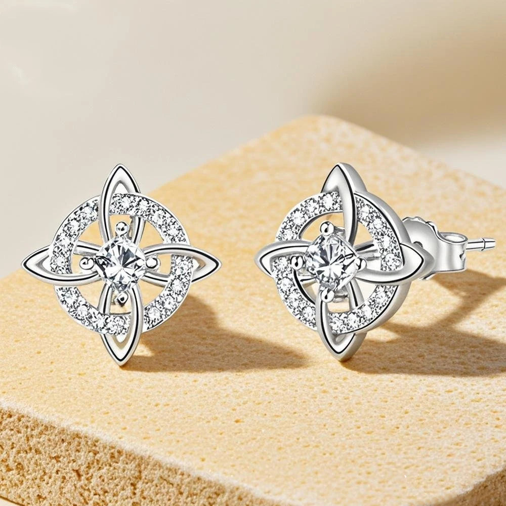 925 Sterling Silver Nudo De Bruja Original Stud Earrings for Women Witches Knot Earrings with Zircon Protection Amulet Jewelry