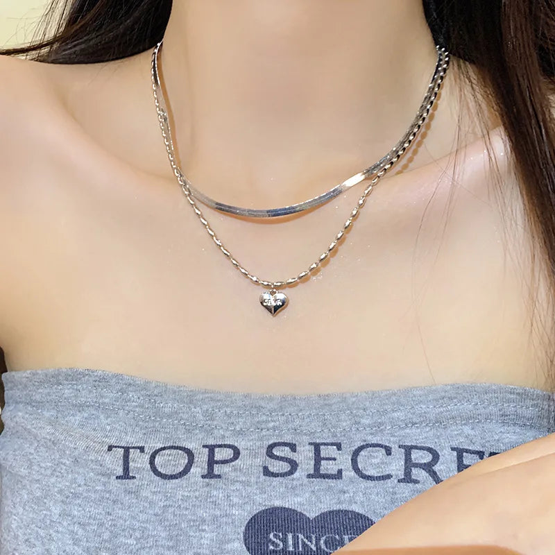 New luxury zircon necklace heart shaped tassel pearl necklace designer high end necklace birthday necklace