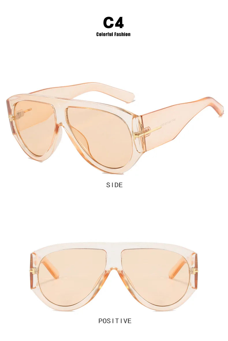 Vintage Oval Large Frame Sunglasses - Trendy Street Style UV400 Women