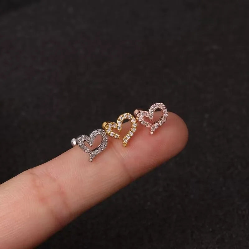 1PC Stainless Steel Gold Color Silver Color Flower CZ Tragus Cartilage Helix Star Ear Stud Piercing Zircon Daith Earring
