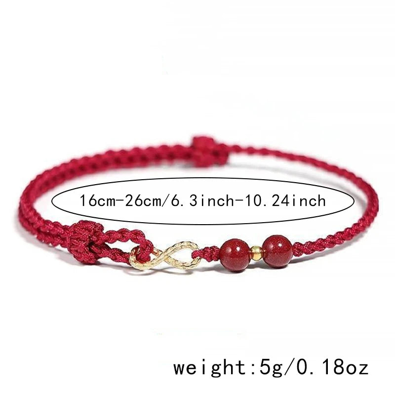 Lucky Red Thread Bracelet Men Women Tibetan Buddhist Lotus Infinity Cinnabar Beads Handmade Braided Rope Bracelets Party Jewelry