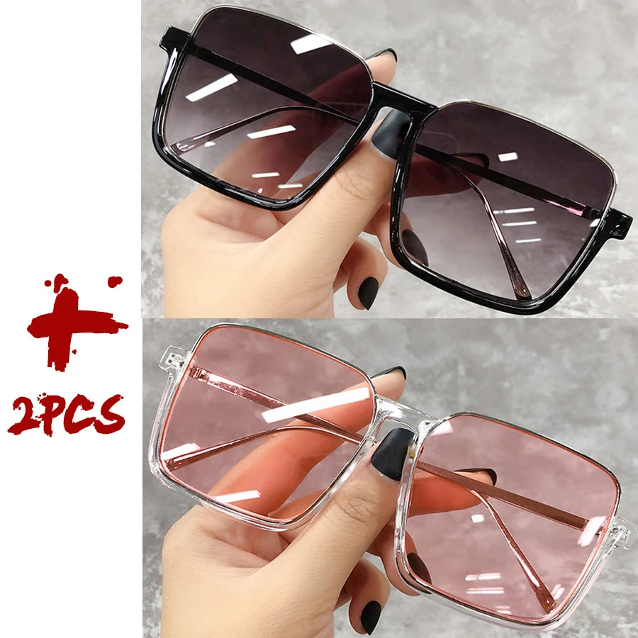 2025 Big Square Frame Travel Sunglasses - Luxury Gradient Unisex UV400