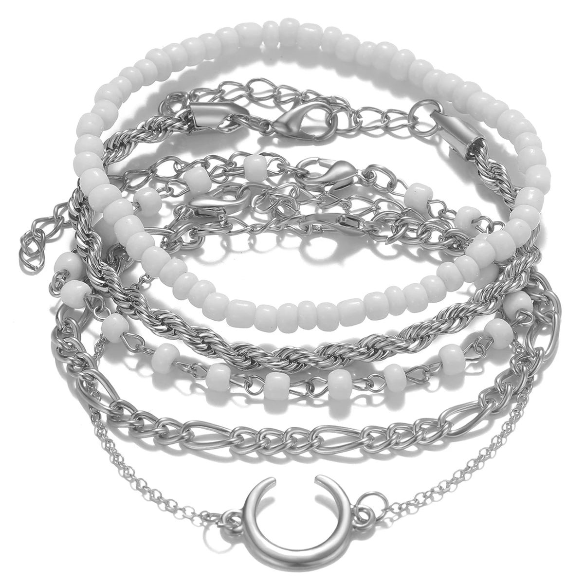IPARAM Silver color Chain Pearl Bracelet Love Pendant Zircon Necklace Snake Butterfly Earrings Ring Fashion Jewelry Set