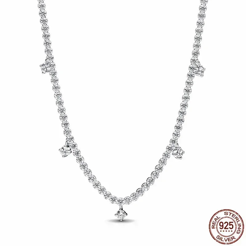 Christmas Birthday Surprise Gifts 925 Sterling Silver Exquisite Shiny Round Heart-shaped Necklace Classic Charm Women's Jewelry