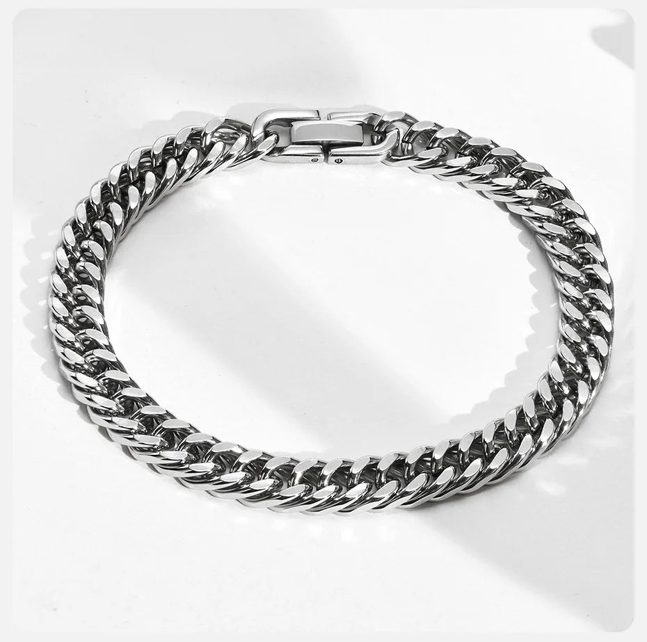 Vnox Men's Stainless Steel 7/8/9/10/12/15MM Link Chain Miami Cuban Bracelets for Male Boys Jewelry, 19cm/21.5cm, Gift for Dad