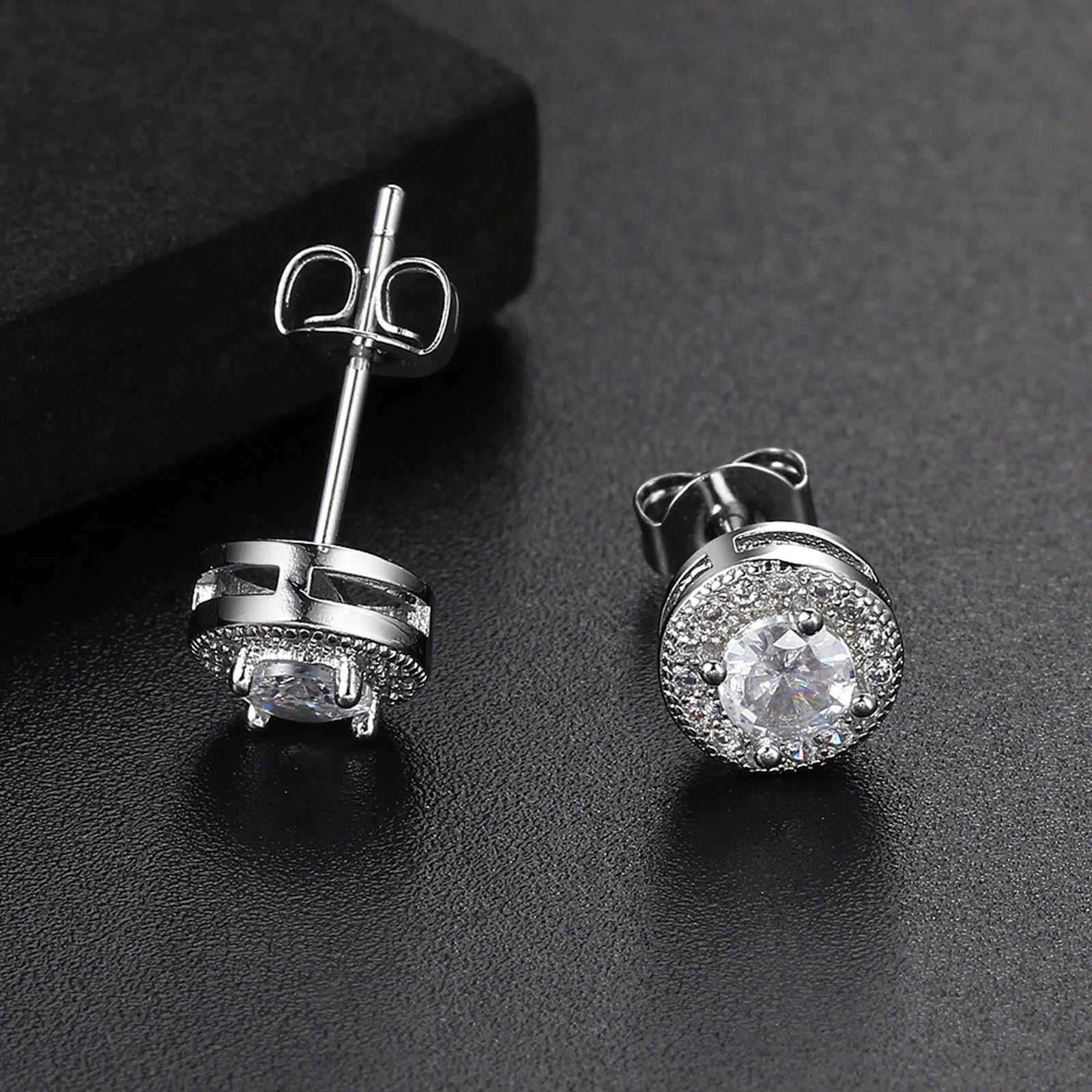 Men's Luxury CZ Stone Stud Earrings,Gold Color Metal Valentine's Father's Day Birthday Party Gift,bbrincos masculinos Jewelry
