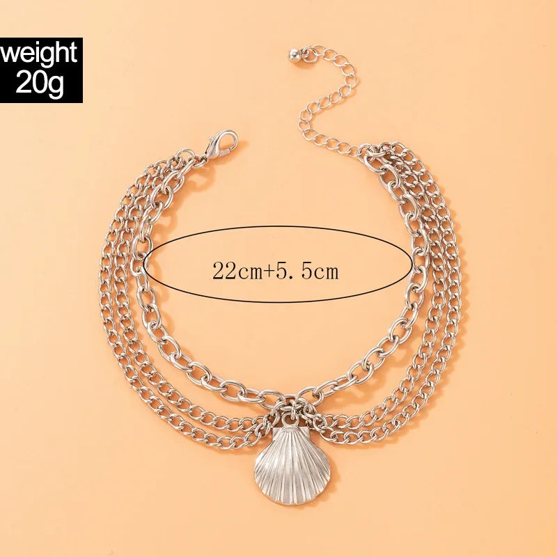 Classic Snake Multi-layer Anklet For Women Starfish Heart Shell Sexy Chain On Foot Leg Female Ankle Bracelet Beach Jewelry