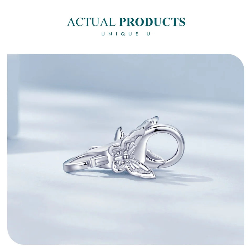 WOSTU Real 925 Sterling Silver Basic Snake Bangle Bracelet Butterfly Flower Closure Buckle For DIY Charms Bead Jewelry Make Gift