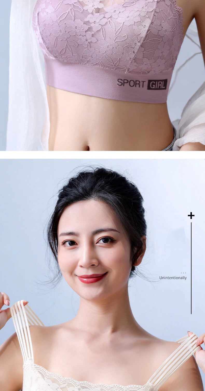 2PCS Women Lace Bras - Wireless Bralette Vest Style Tube Tops