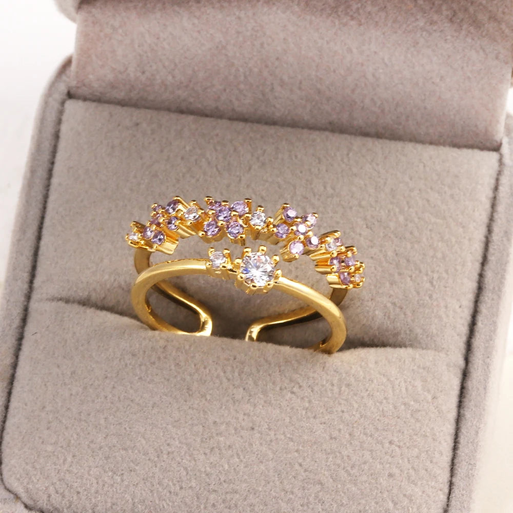 Fashion Moon Heart Flower Butterfly Rings For Women Sweet Girls Exquisite Shiny Rhinestone Crystal Open Ring 2025 Romantic Jewel
