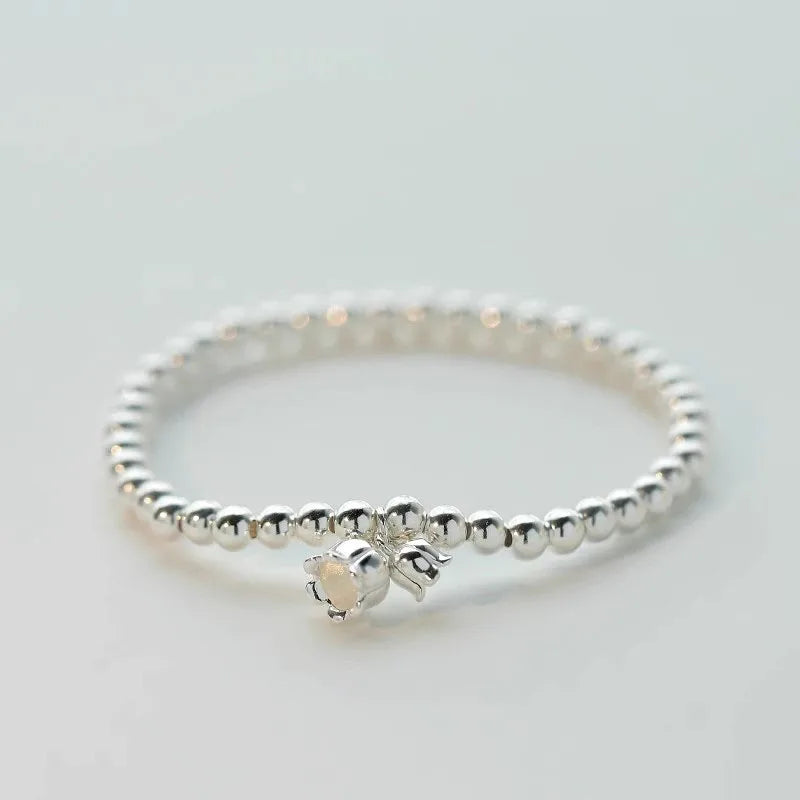 New 925 Silver Geometric Bead Punk Peace of Mind Words Irregular String Bracelet For Woman Girl Fashion Jewelry Gift Dropship