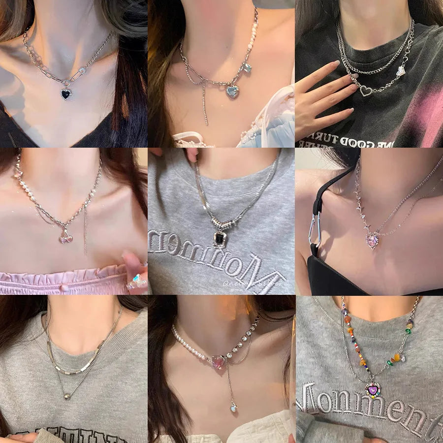 New luxury zircon necklace heart shaped tassel pearl necklace designer high end necklace birthday necklace