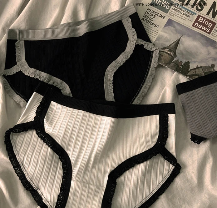 3Pcs/Set Cotton Panties Mid-Waist Women's Underwear Female Breathable Underpants Girls Solid Color Briefs Short Sexy Lingerie