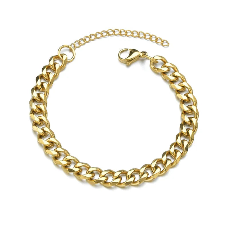 LETAPI Fashion Stainless Steel Curb Cuban Chain Bracelet for Men Women Hip Hop Couple Unisex Wrist Hand Jewelry Gift Party