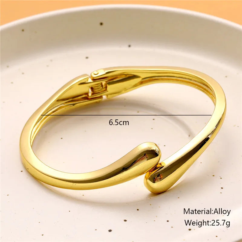 Wide Metal Bangle Ring for Women Gold and Silver Color Chunky Waterdrop Open Wrist Cuff Thick Irregular Twisted Bracelet Jewelry