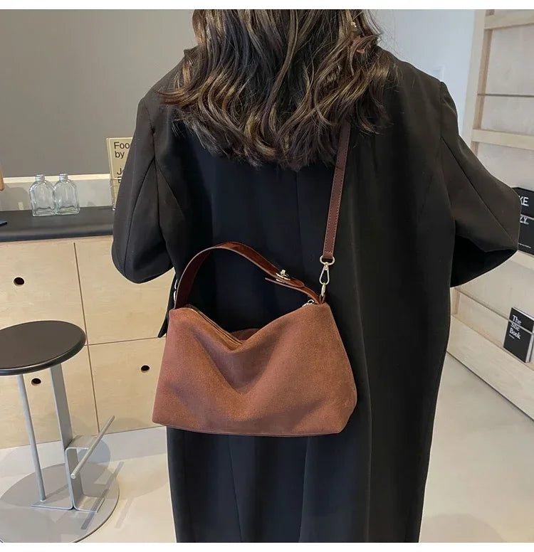 Large Capacity PU 2024 High Quality Shoulder Bag Zipper Solid Popular Fashion Handbag Soft Versatile Commuting Crossbody Bag