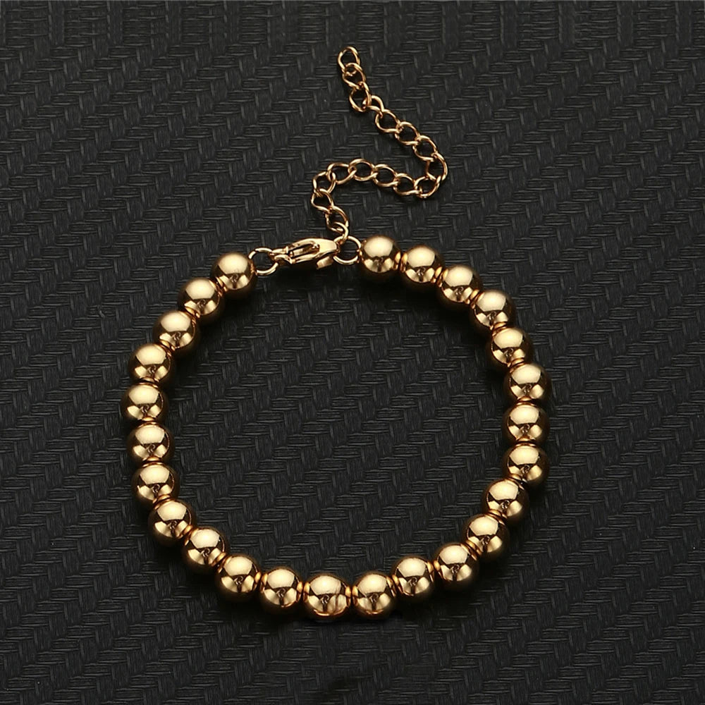 MisenBaBa Stainless Steel Ball Beads Cuff Bracelet for Women Gold Silver Color Beaded Bracelets Charms Metal Statement Jewelry