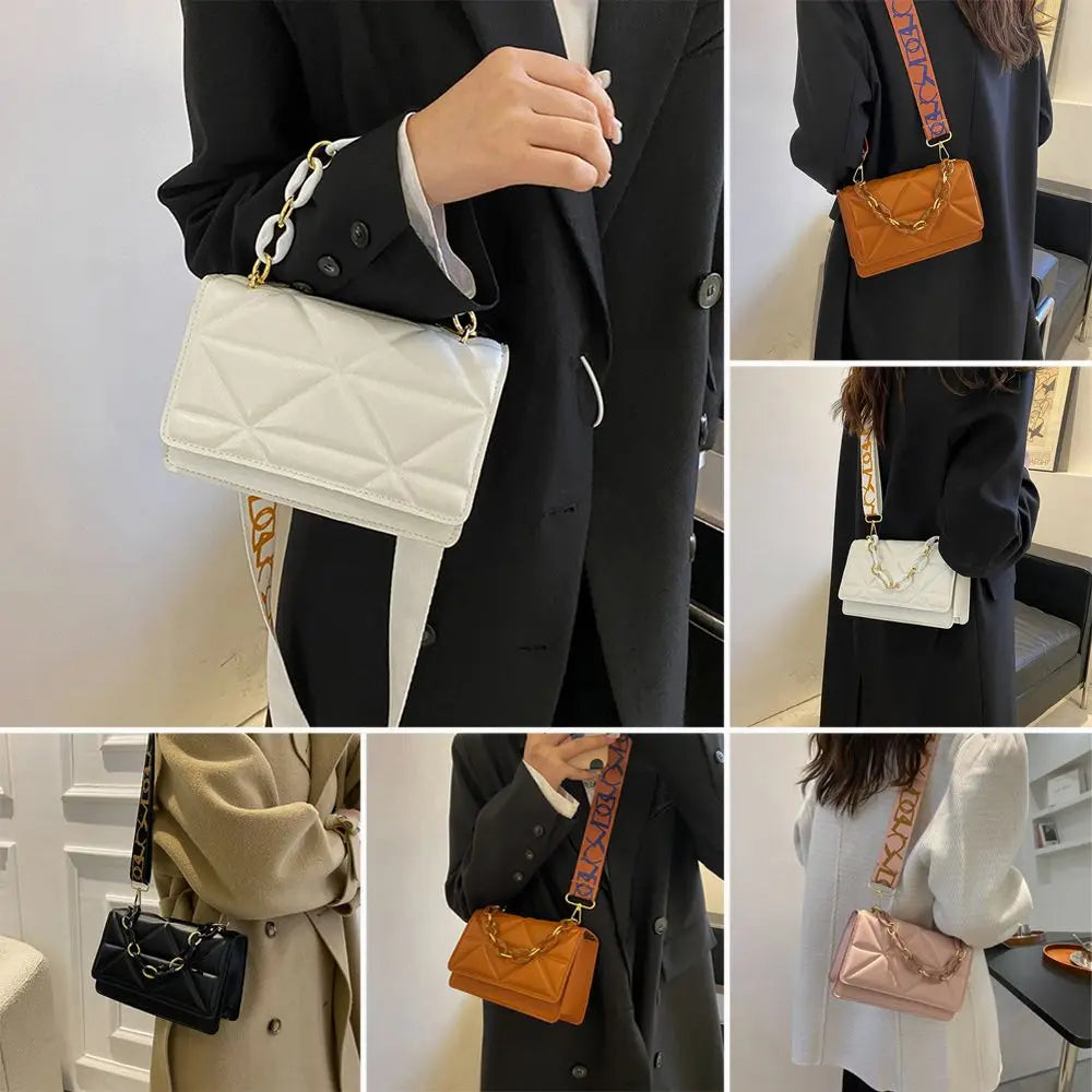 Fashion Women Shoulder Bag Handbags PU Leather Flap Bag Female Large Capacity Metal Chain Casual Crossobdy Clutch