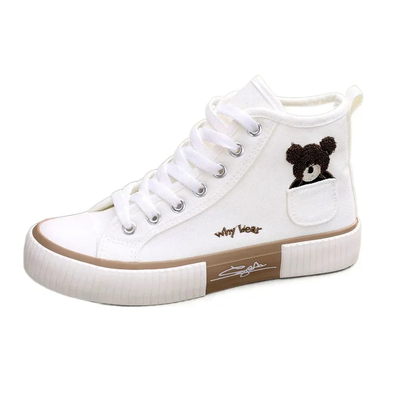 Women's Cute Canvas Sneakers - Breathable Vulcanized Sport Shoes