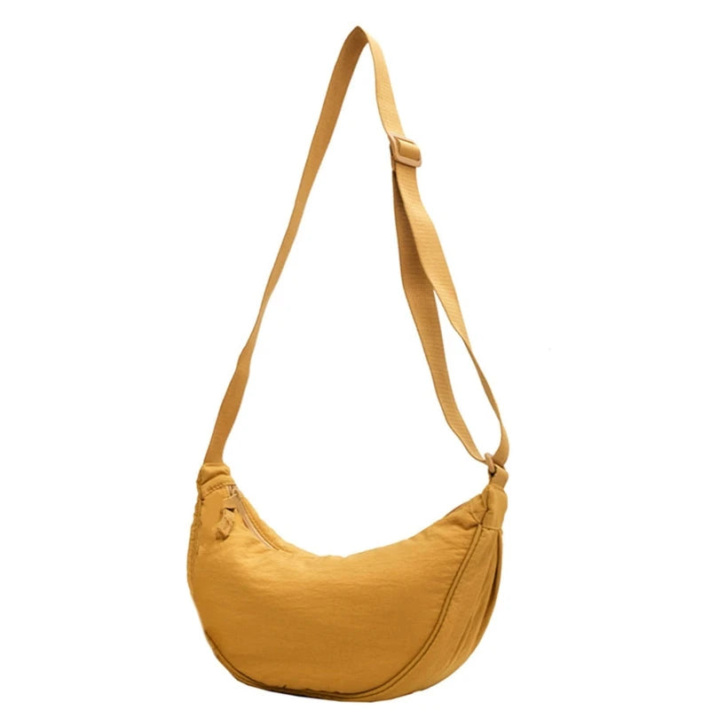 Women Half Moon Shape Crossbody Chest Bag Casual Nylon Shoulder Bag Female Large Capacity Tote Solid Lady Travel Shopper Handbag