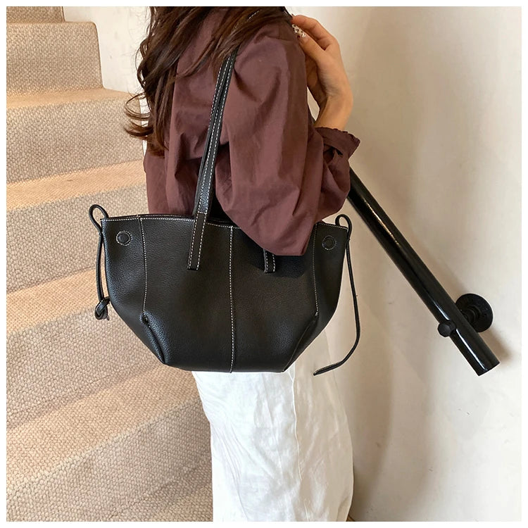High Quality PU Tote Bags Fashion Solid Hasp Simple Versatile Sense of Luxury Shoulder and Handbags for Women 2024 New Style