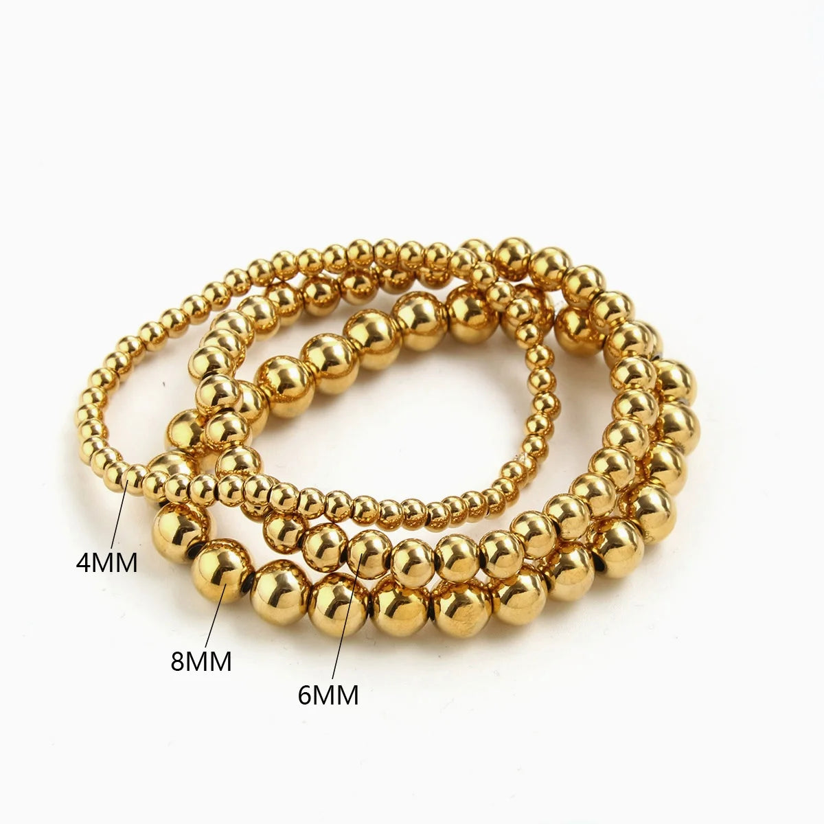 Premium Stainless Steel Beaded Bracelet Set - Stackable Ball Bracelets for Men & Women