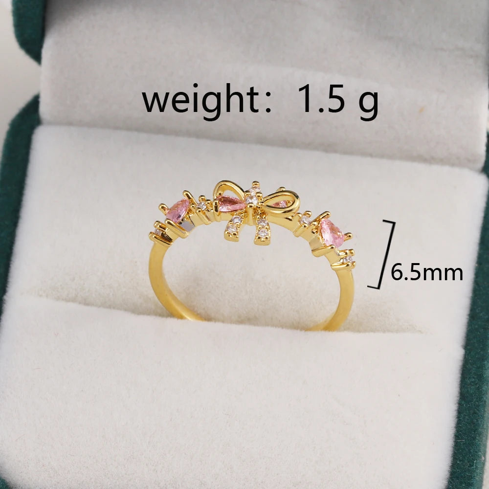 Fashion Moon Heart Flower Butterfly Rings For Women Sweet Girls Exquisite Shiny Rhinestone Crystal Open Ring 2025 Romantic Jewel