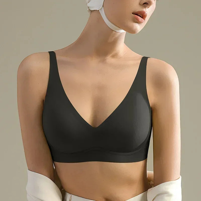 SUJIIN Sexy Push Up Bra - Seamless Wireless V Neck Bralette
