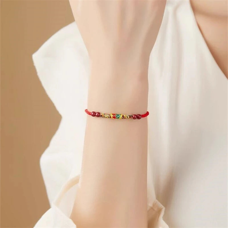 Lucky Red Thread Bracelet Men Women Tibetan Buddhist Lotus Infinity Cinnabar Beads Handmade Braided Rope Bracelets Party Jewelry