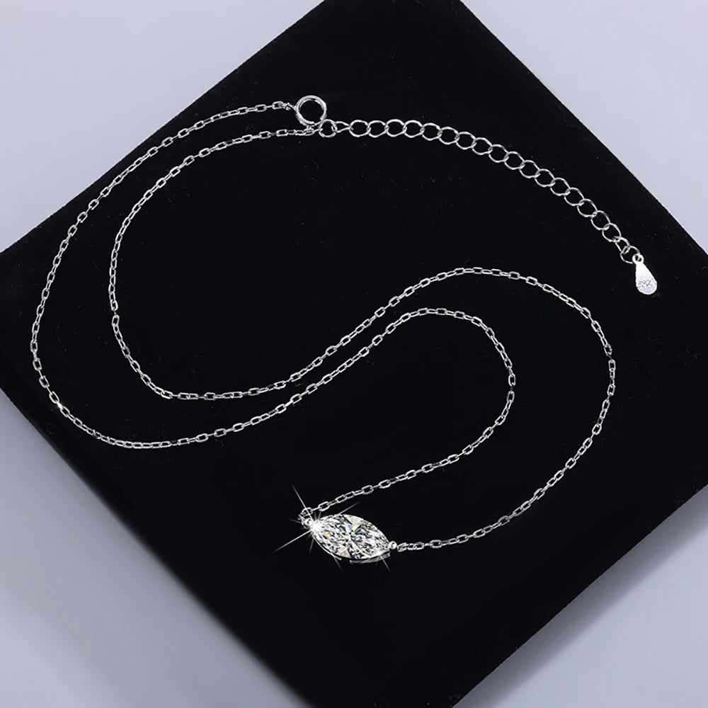 1/2carat Marquise Cut Solitaire Moissanite Diamond Pendant Necklace Gra Certified 925 Silver Plated 18k Gold Neckchain Woman