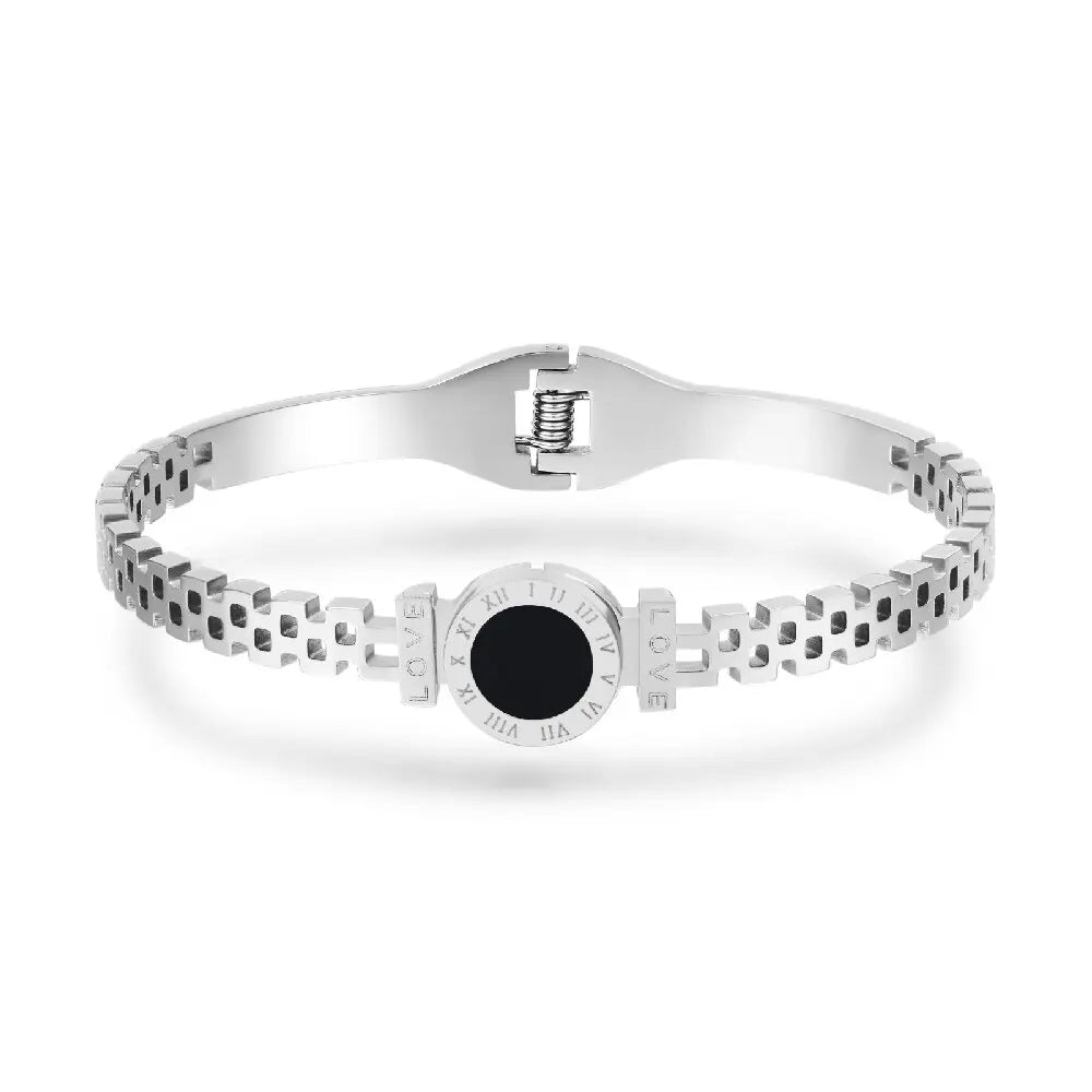 1PC Men's and Women's Fashion Roman Digital Stainless Steel Bracelet for Date, Travel, Banquet, Party, Festival Dressing Gifts