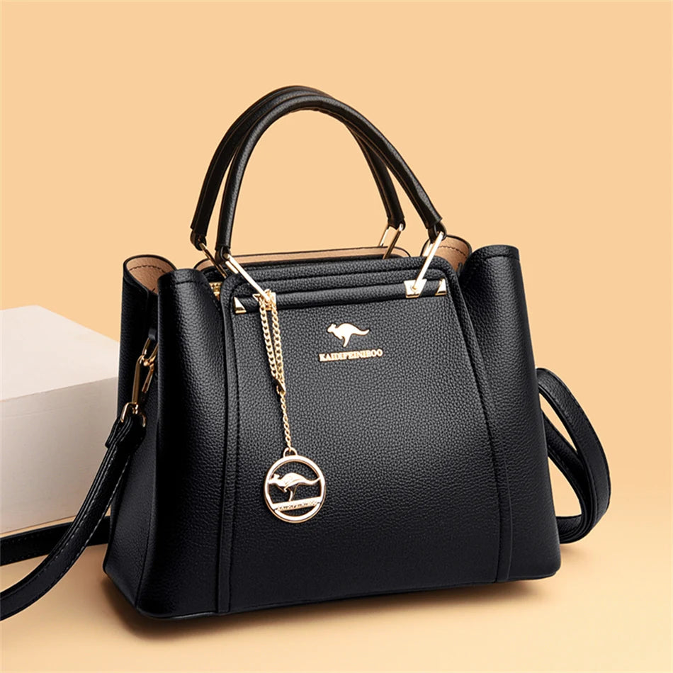 2024 Luxury Designer Handbag - 3 Layer Crossbody Leather Tote