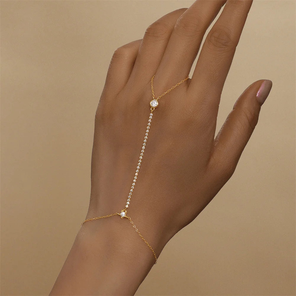 CANNER European American Style Eight-Pointed Star Zircon Bracelet S925 Sterling Silver Personality Simple Versatile Bracelet