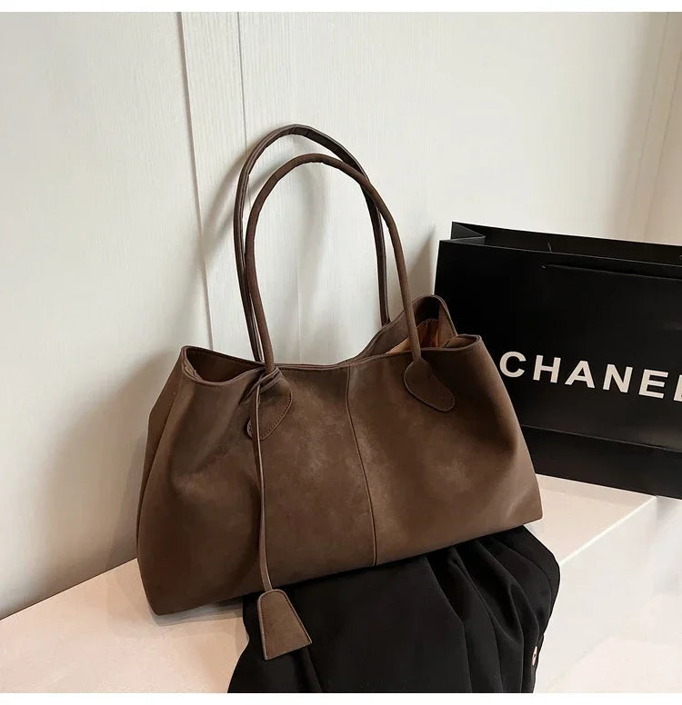 Faux Suede Solid Color High Quality Fashionable Versatile Handbag 2025 Women's Product Hot Selling  Large Capacity Shoulder Bag
