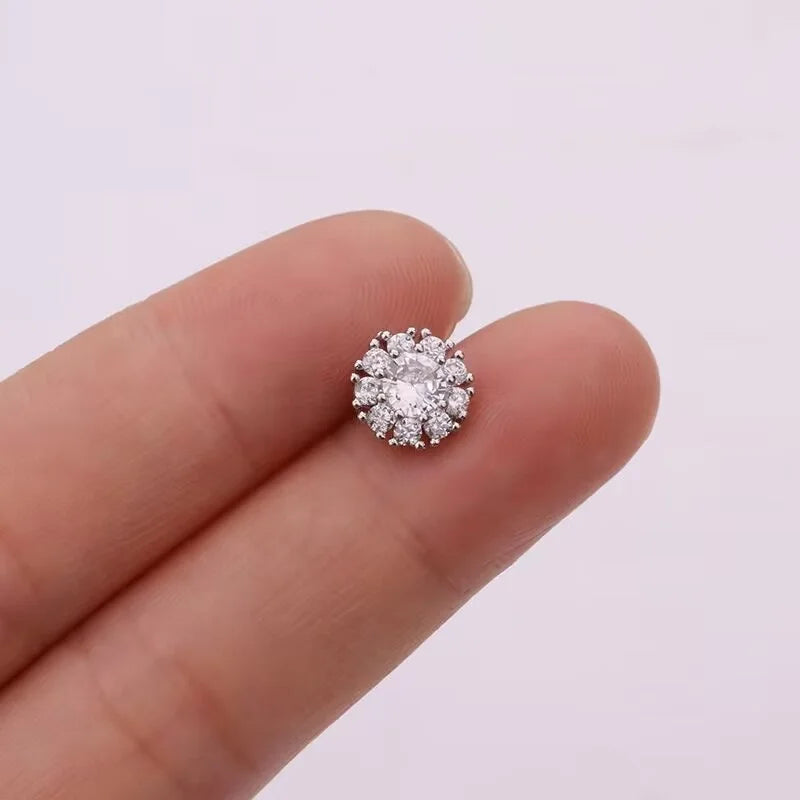 1PC Stainless Steel Gold Color Silver Color Flower CZ Tragus Cartilage Helix Star Ear Stud Piercing Zircon Daith Earring
