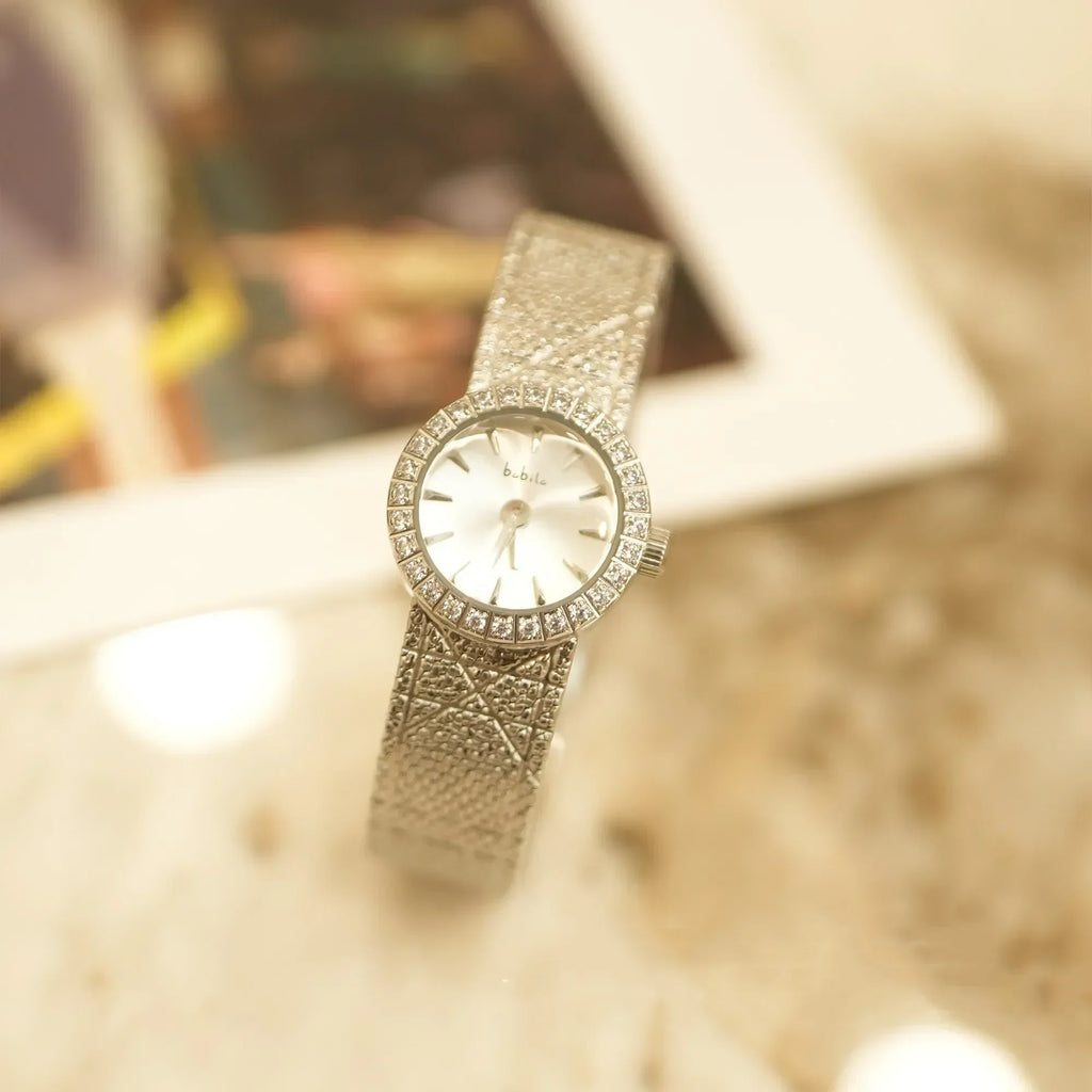 Vintage Small  Dial  Women's Wistwatch Diamond Retro Luxury Elegant  Gifts for Women Brass Band 24K Gold Plated High Quality