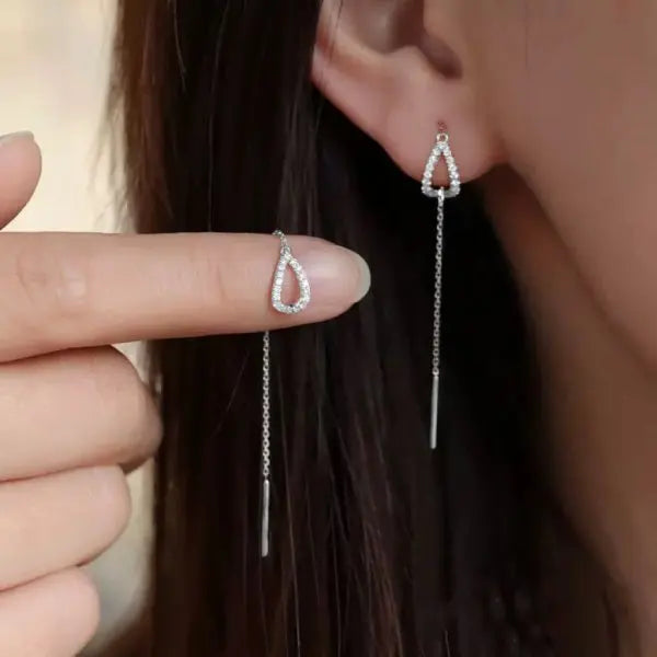 French Luxury Sweet Romantic Long Zircon Tassel Twisted Earrings for Women Temperament Wedding  Banquet Jewelry Gift