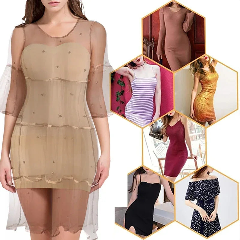 Full Slip Shapewear - Off Shoulder Strapless Body Shaper Dress