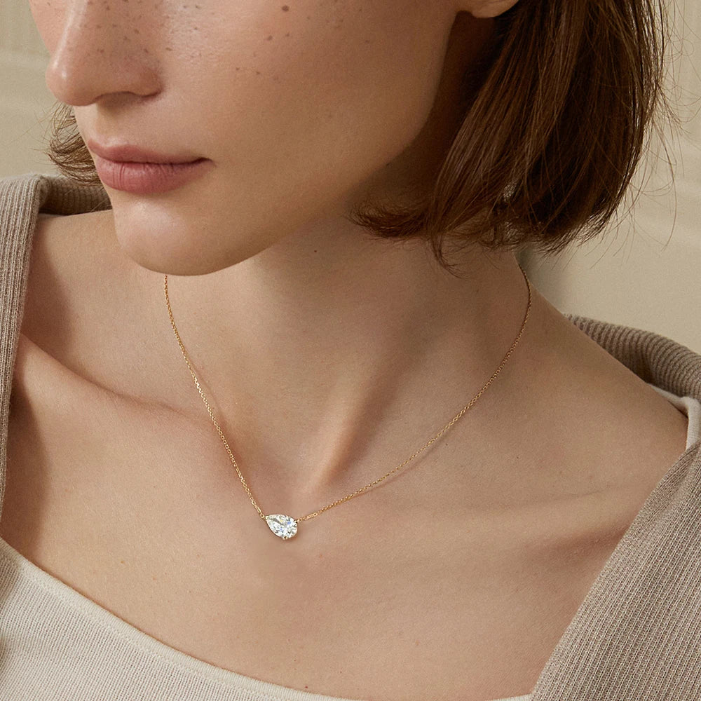 1/3carat Waterdrop Solitaire Moissanite Pendant Necklace 925 Sterling Silver Gra Certified Pear Cut Lab Diamond Neckchain Woman