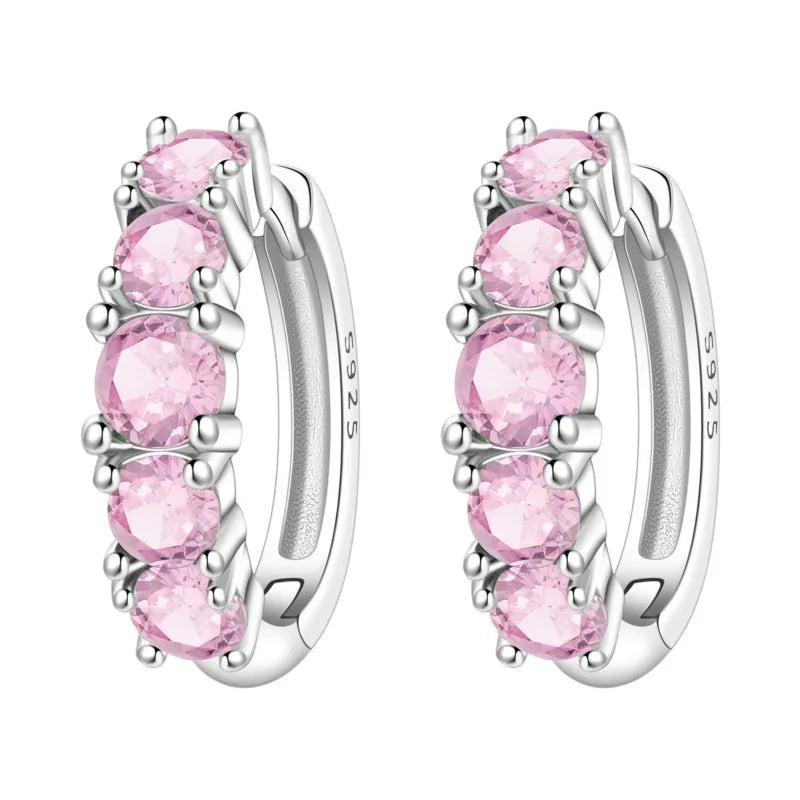 MISEFF Original 925 Sterling Silver Earrings 2025 Hoop Earring Crystal Earings For Women Simple Round Zircon Earing Jewelry