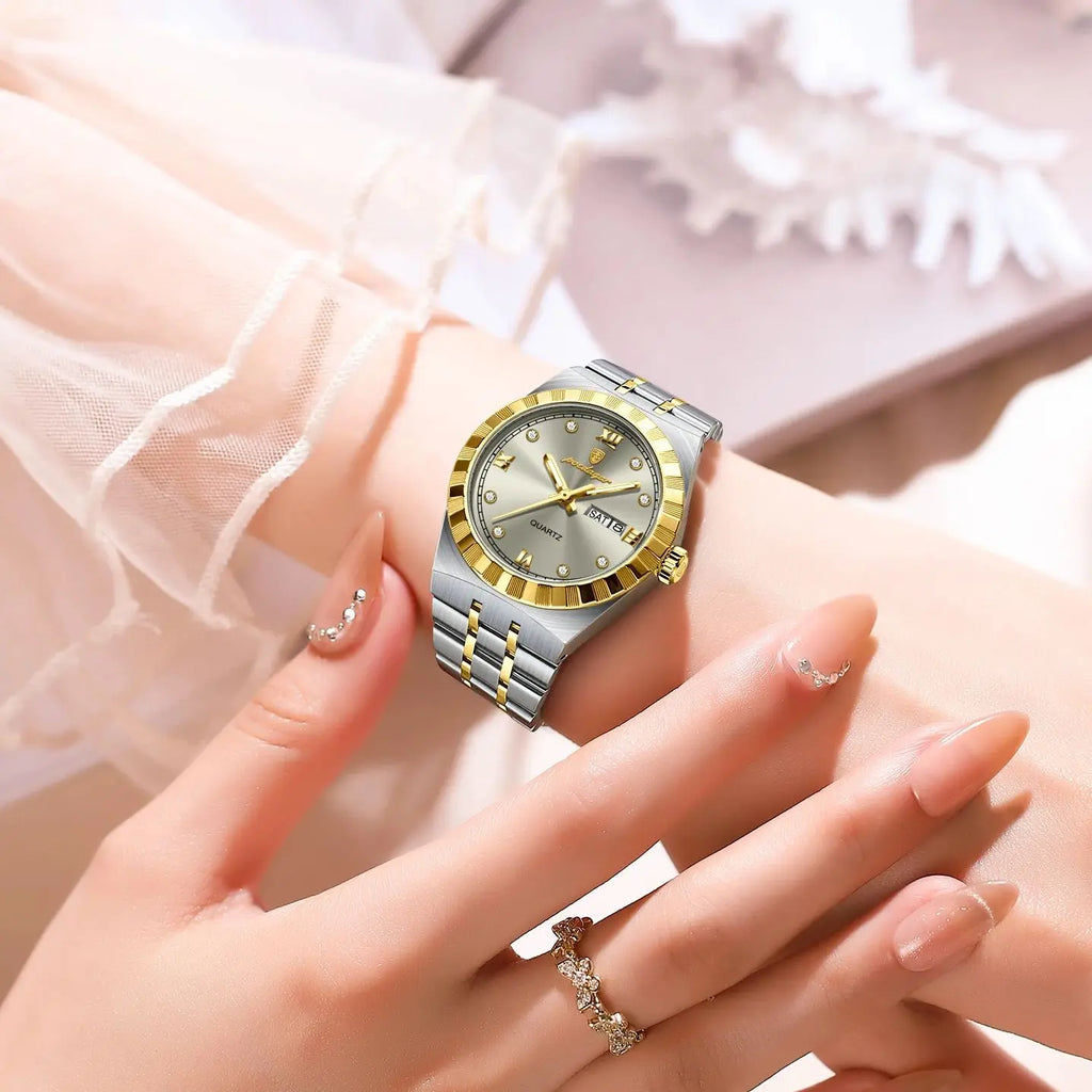 POEDAGAR Luxury Ladies Watch - Luminous Waterproof Week Date Stainless