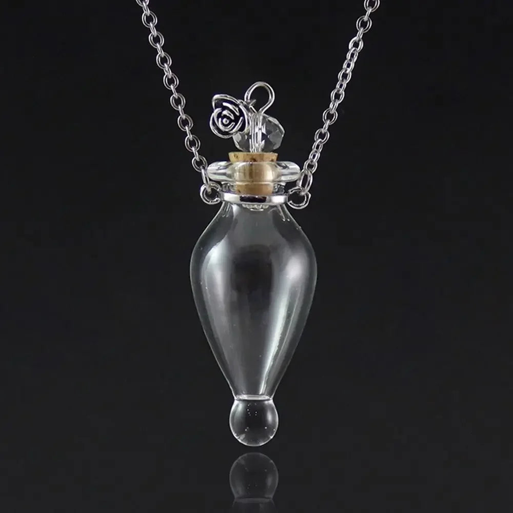 Openable Water Drop Heart Steel Chain Perfume Vial Necklace Wishing Bottle Pendant Essential Oil Diffuser Memorial Jewelry Gifts