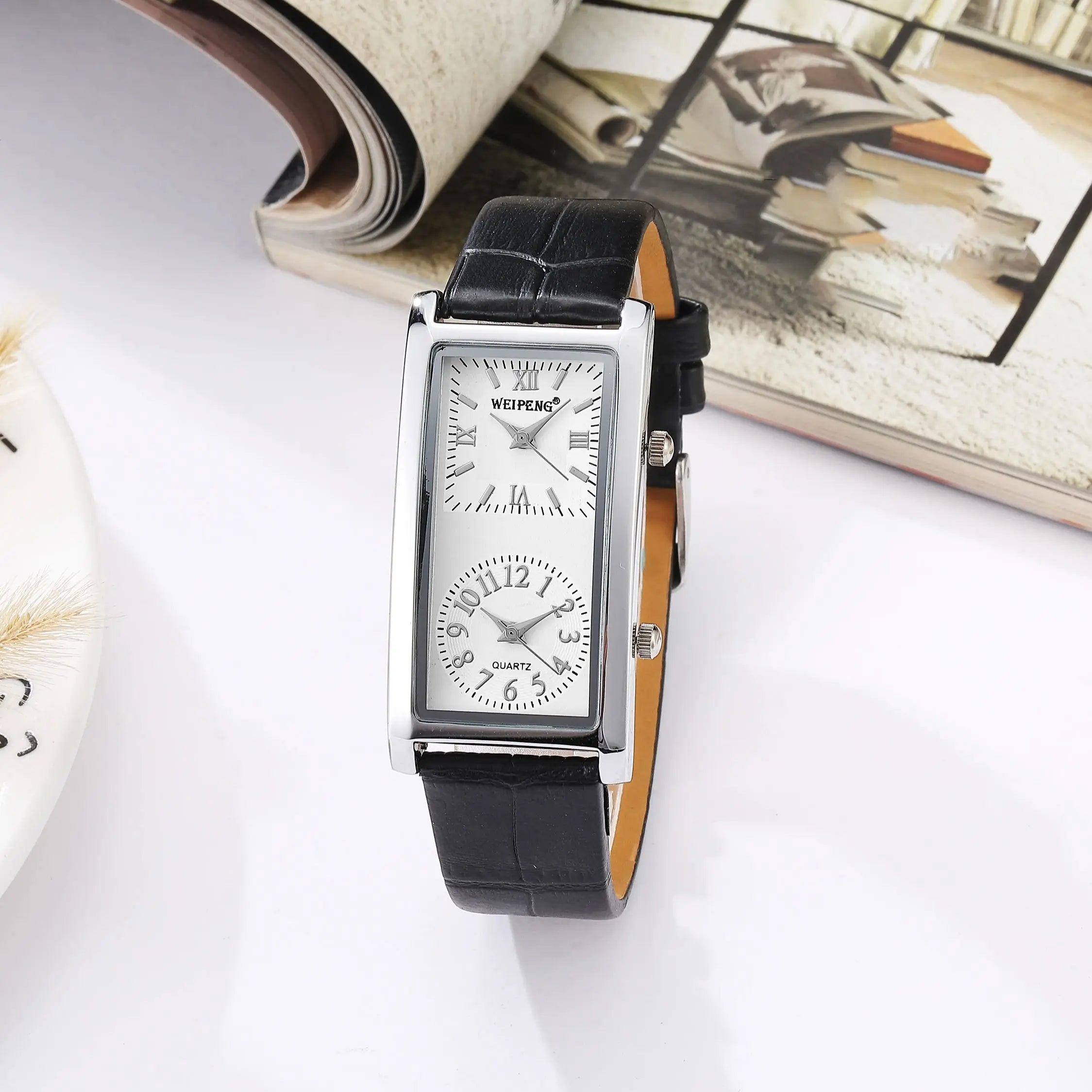 Hot selling fashion leisure business dual time zones dual dial watches for man woman couple watches quartz watches reloj