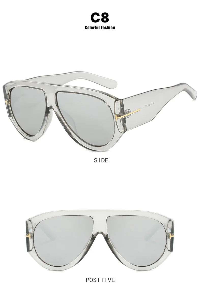 Vintage Oval Large Frame Sunglasses - Trendy Street Style UV400 Women