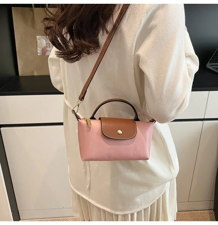 Retro Fashion Nylon Dumpling Bag Women's Crossbody Handbag Soft Polyester Lining Zipper Closure Shoulder Bag Handbag