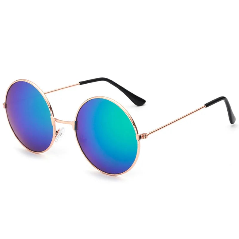 FOENIXSONG Round Pilots Sunglasses - Vintage Silver Gold Black Unisex