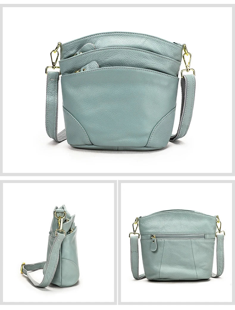 Genuine Leather Women Messenger Bags Cow Leather Crossbody Shoulder Bag Small Female Handbags Capacity Phone Bag for Girls