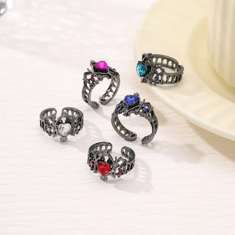 Gothic Cross Ring Heart-Shaped Ring Women's Special Fun Light Luxury French Medieval Men's Adjustable Rings In Multiple Colors