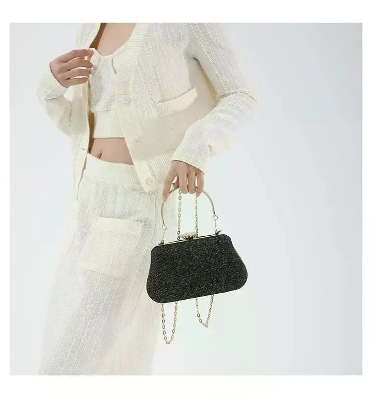Luxury High Design Women Evening Bag Brand Party Banquet Glitter Bag for Ladies Wedding Clutch Handbag Shoulder Bag Chain Bolsas